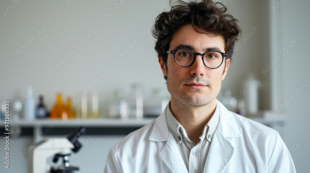 Male scientist in laboratory setting Male scientist in laboratory setting