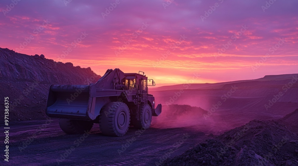 Fototapeta premium Concept of hard work and determination, as the machine is used to dig