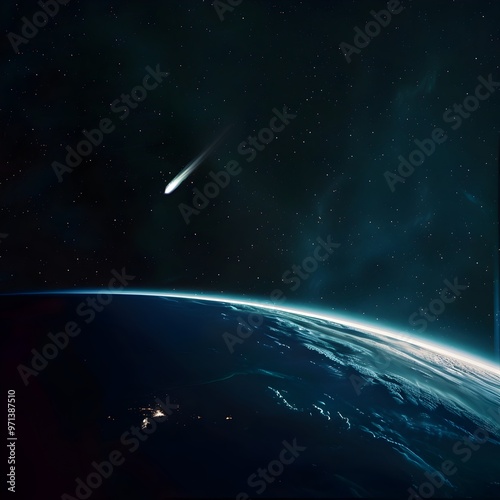 Comet Soaring Past Earth s Atmosphere Showcasing the Wonders of Our Solar System photo