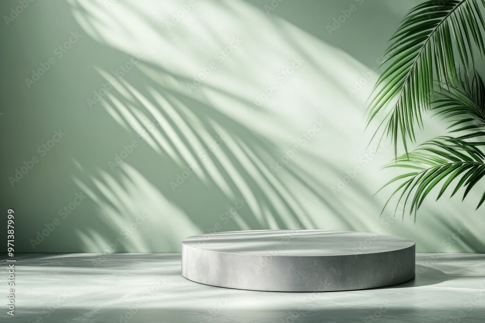 Minimal abstract background for cosmetic product presentation with tropical shadow. Minimal abstract background for cosmetic product presentation with tropical shadow.