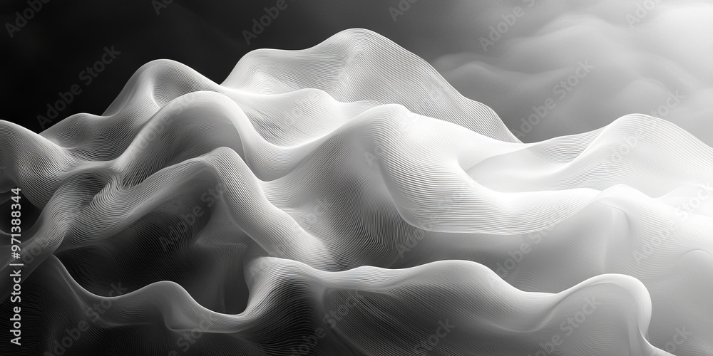 Obraz premium Abstract white and gray flowing lines create a 3D effect