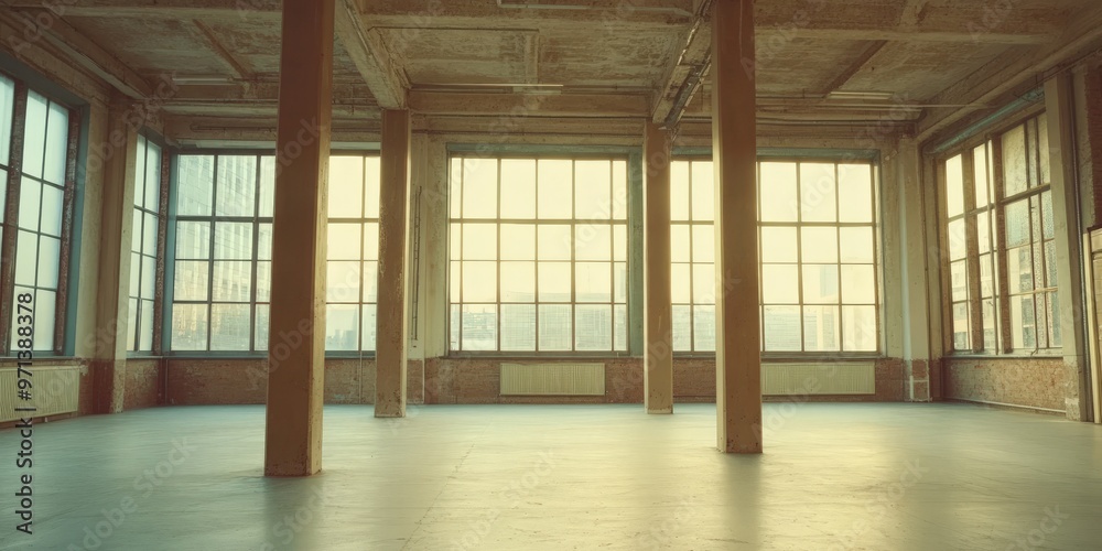 Large Windows in a Industrial Interior.