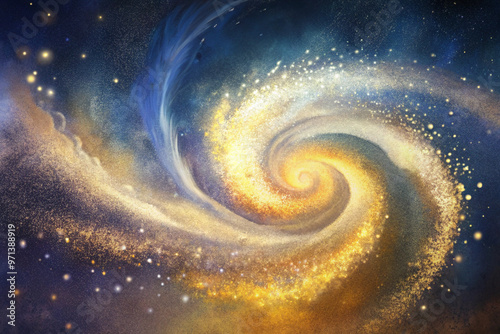 Stunning watercolor cosmic galaxy swirling with stardust and vibrant colors