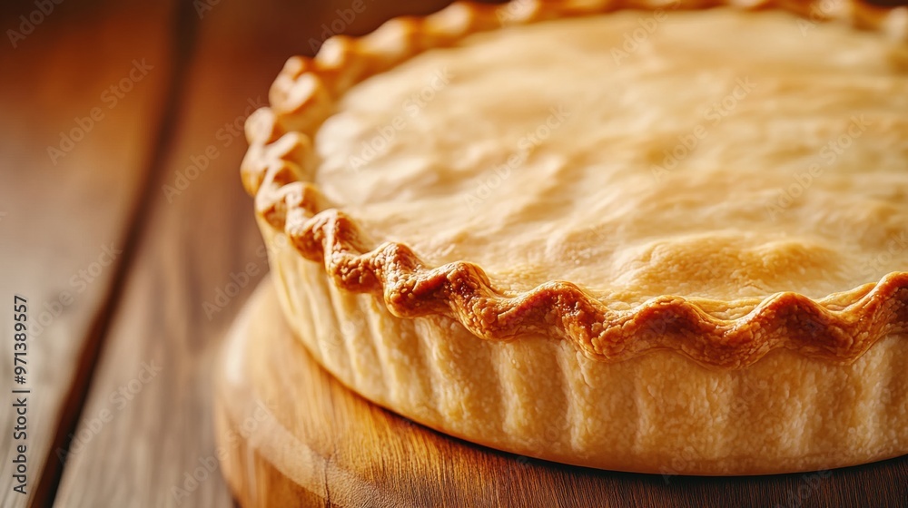 A close up of a pie on top of wooden table, AI A close up of a pie on top of wooden table, AI