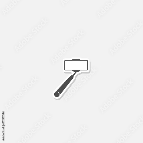 Selfie stick icon sticker isolated on gray background