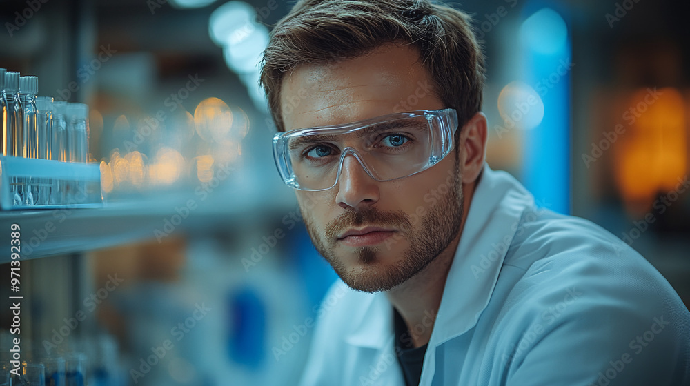 Fototapeta premium Male pharmacist in pharmacy close-up