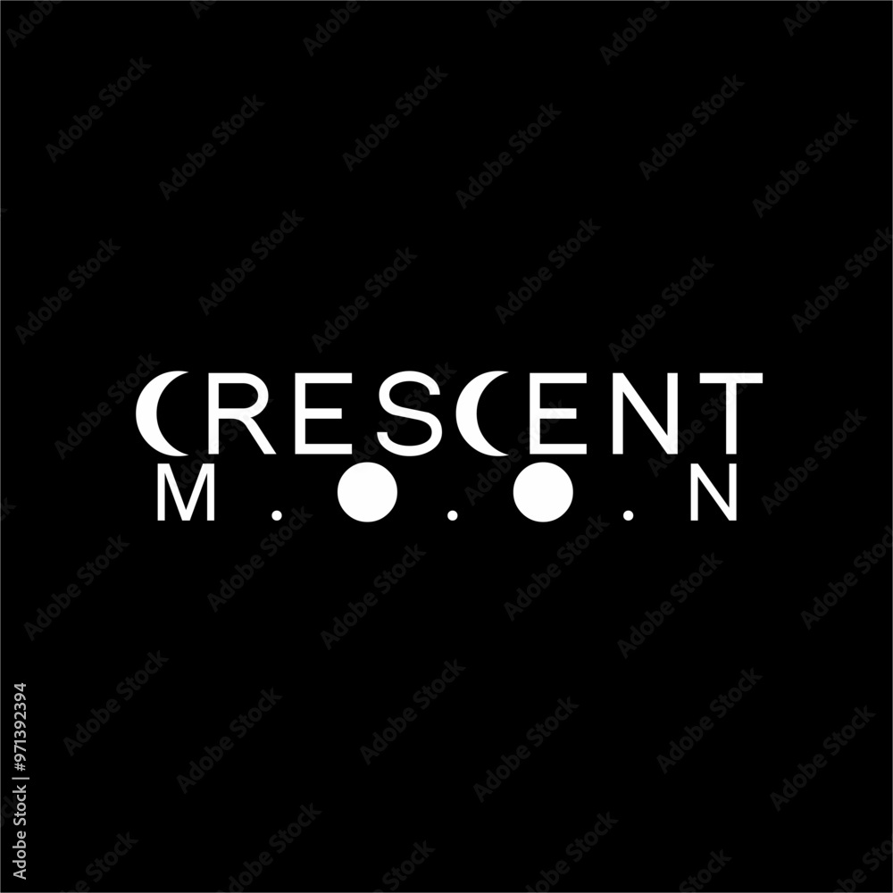 Simple crescent moon text logo design. Simple crescent moon text logo design.