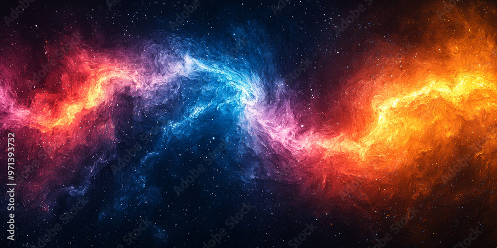 Obraz premium Cosmic flames dance in vibrant hues of blue and orange.