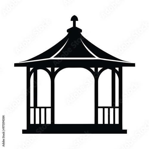 a Gazebo icon black color vector silhouette 