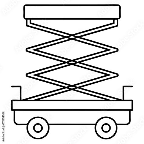 scissor lift machine outline coloring book page line art drawing photo