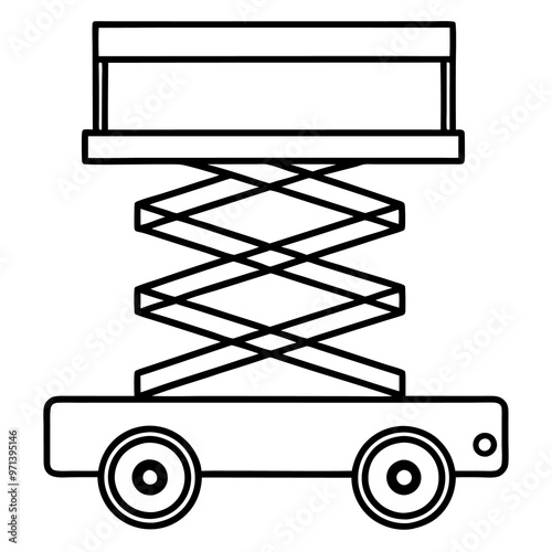 scissor lift machine outline coloring book page line art drawing photo