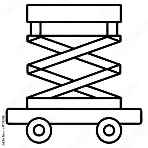 scissor lift machine outline coloring book page line art drawing photo