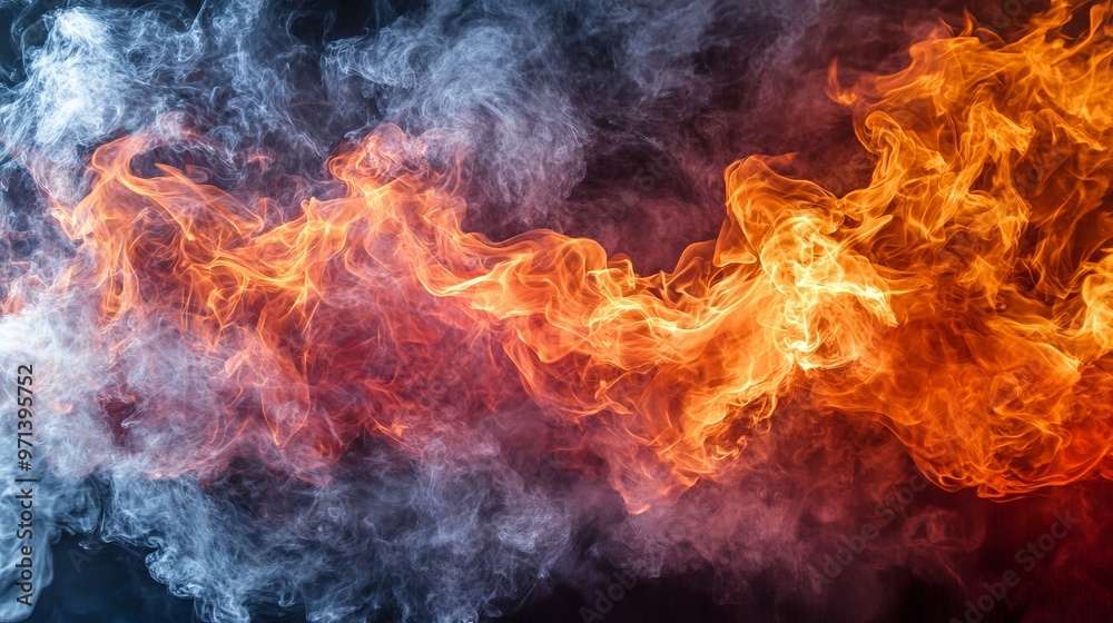Abstract firey background. Fire on dark background Abstract firey background. Fire on dark background