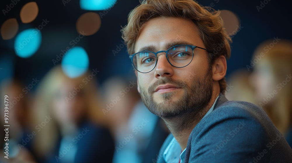 Young Businessman in Glasses Looking Thoughtful Young Businessman in Glasses Looking Thoughtful