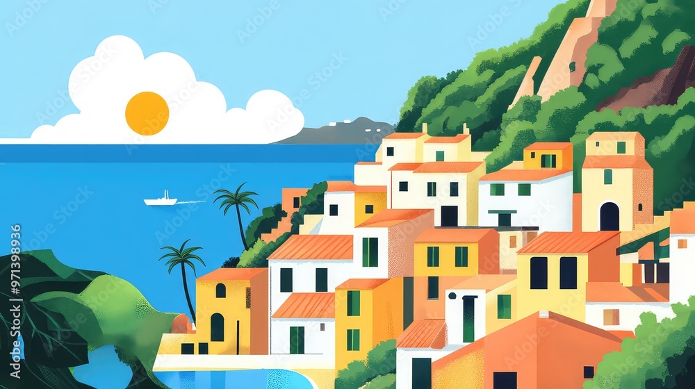 Naklejka premium Illustrations of Buildings and Areas for Famous Tours in Italy, Generative AI