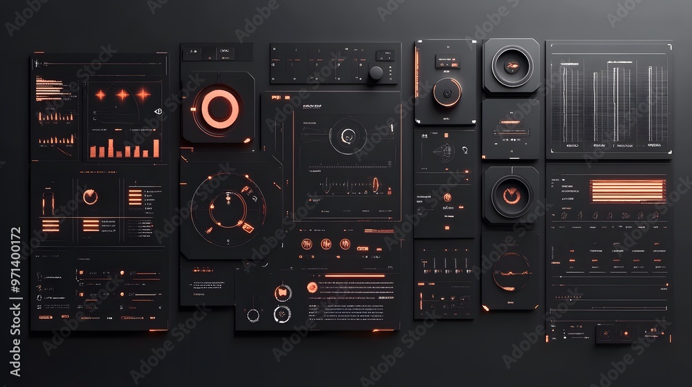 Fototapeta premium Minimalist HUD displays arranged on a smooth neutral background