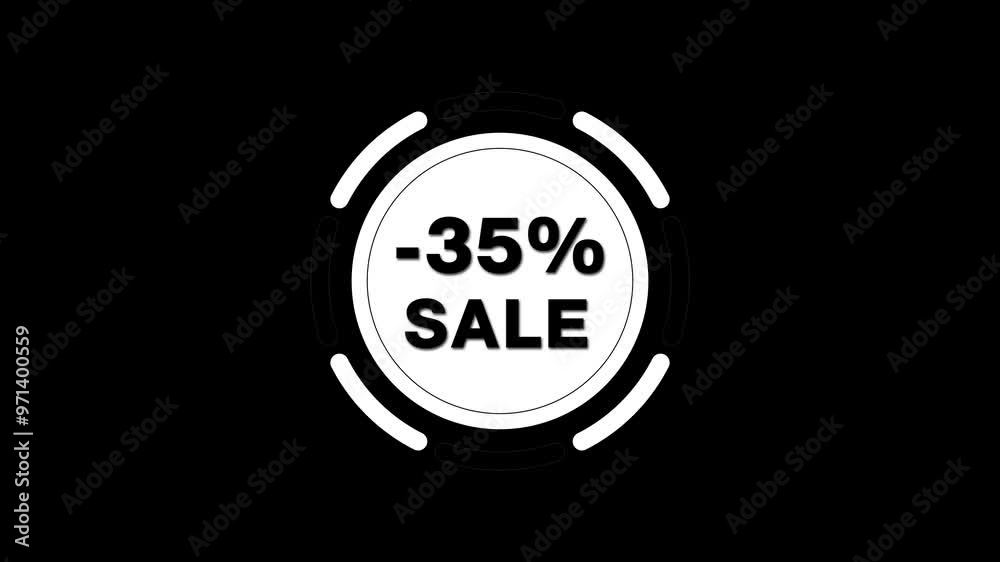 Black and white sale sticker 35% animation. Discount label Sale 35% animated tag for Marketing used for motion. Graphics on alpha channel. Black and white sale sticker 35% animation. Discount label Sale 35% animated tag for Marketing used for motion. Graphics on alpha channel.