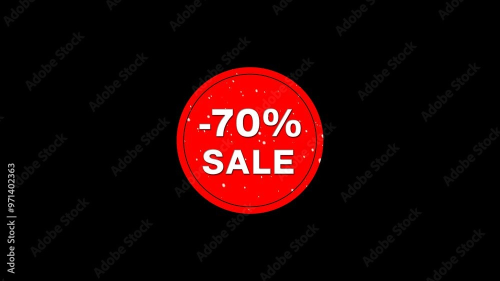 Red sale sticker -70% animation with snow falling. Discount label sale -70% animated tag for marketing used for winter sale. Graphics on alpha channel. Red sale sticker -70% animation with snow falling. Discount label sale -70% animated tag for marketing used for winter sale. Graphics on alpha channel.