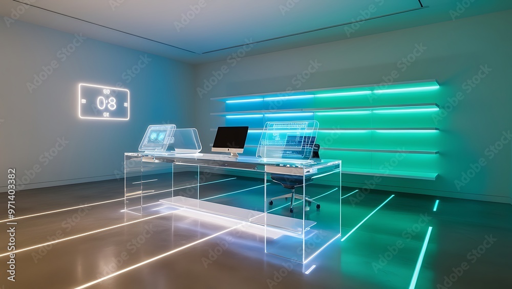 Naklejka premium Brand new empty modern design apartment for rental