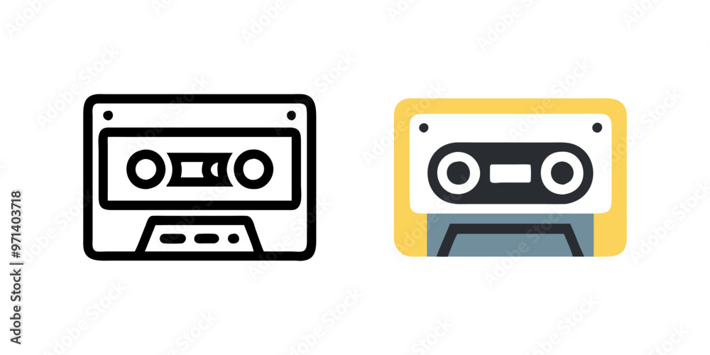 Set of cassette tape icons, showcasing various designs and styles. Ideal for retro-themed projects, music-related graphics, and nostalgic designs. Set of cassette tape icons, showcasing various designs and styles. Ideal for retro-themed projects, music-related graphics, and nostalgic designs.