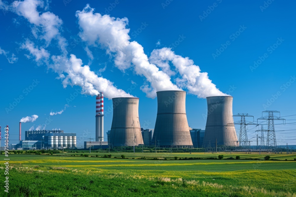Industrial Power Plant with Smoke Stacks Industrial Power Plant with Smoke Stacks
