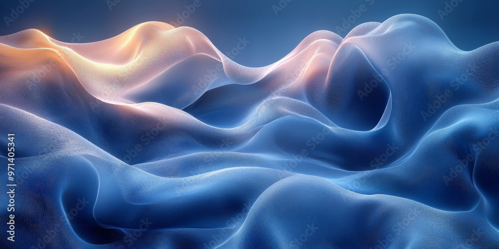 Fototapeta premium Abstract blue and pink waves flowing and blending together.
