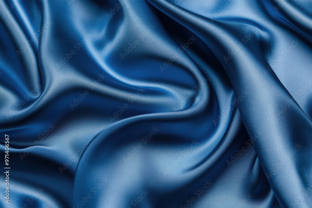 Fototapeta premium Blue satin cloth, luxury background for products display.