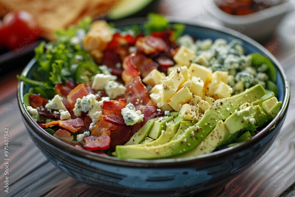 Delicious Salad with Bacon Avocado Blue Cheese and Croutons Delicious Salad with Bacon Avocado Blue Cheese and Croutons