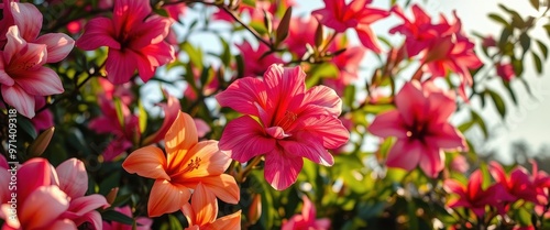 A Close-Up of Pink and Orange Flowers in Bloom