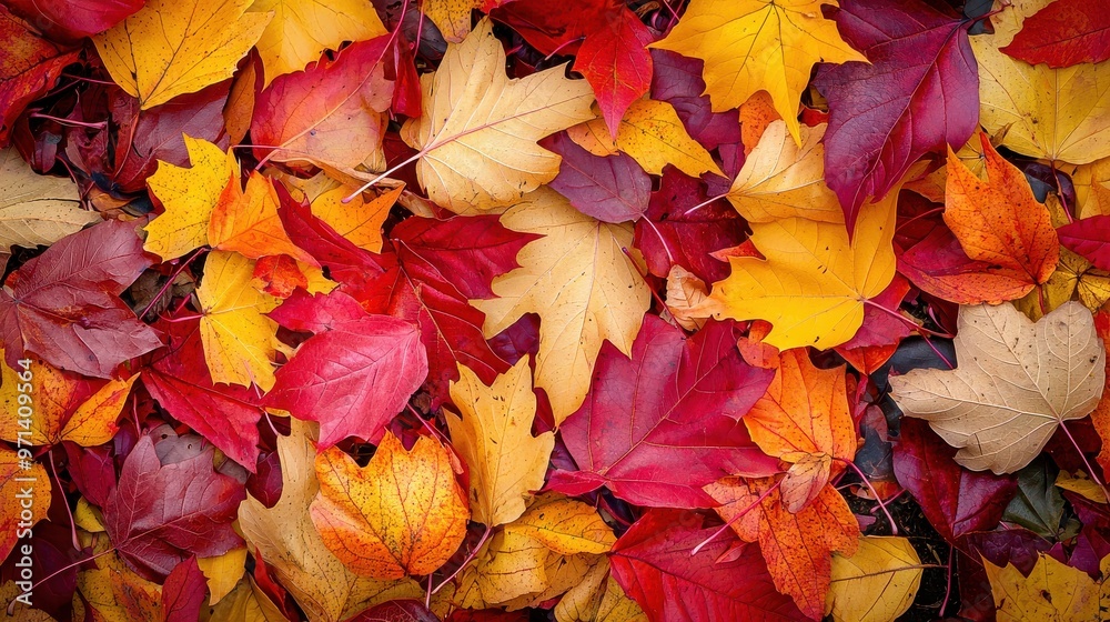 Close-Up of Bright Autumn Leaves Close-Up of Bright Autumn Leaves