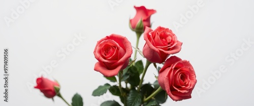 A Close-Up of Pink Roses Against a White Background