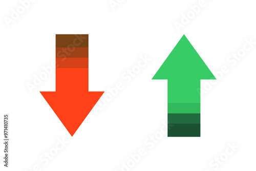 Free Download Set of gradient upward green and downward red arrows element. Financial, profit, growth, loss, business concepts. Flat vector isolated design illustration on white background. - GFXLoad