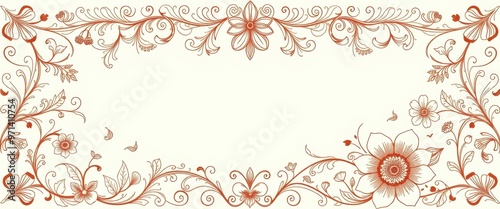 Ornate Floral Border with White Background