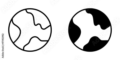 Earth Globe Icon, Planet Earth Outline, World Map Symbol, International Symbol, Global Icon
