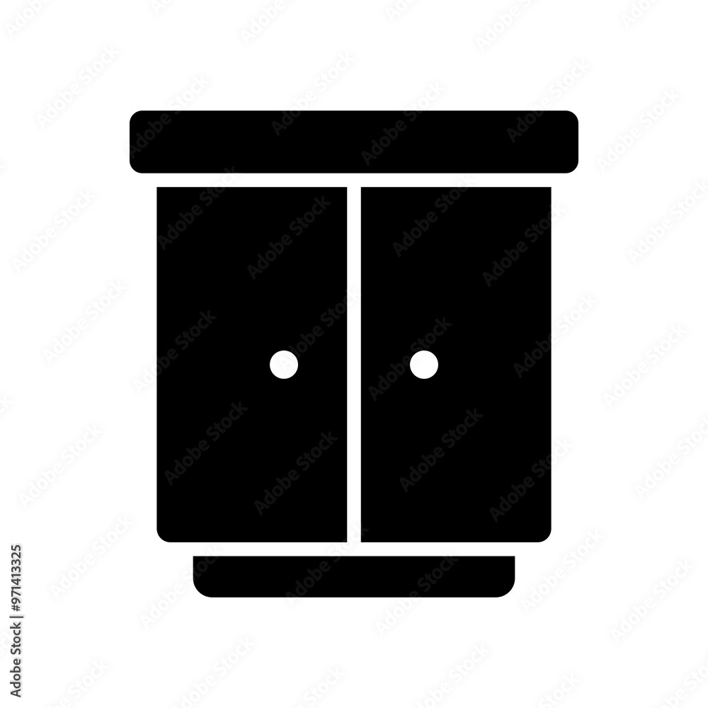 A sleek and minimalist cabinet icon, perfect for representing storage solutions, organization, and home decor A sleek and minimalist cabinet icon, perfect for representing storage solutions, organization, and home decor
