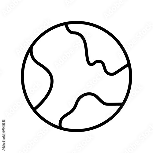 Earth Globe Icon, Planet Earth Outline, World Map Symbol, International Symbol, Global Icon