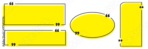 Quote box frame set. Texting quote boxes. Templates of texting black line quote frames for definition, remark, and citation design. Tex border collection.eps10