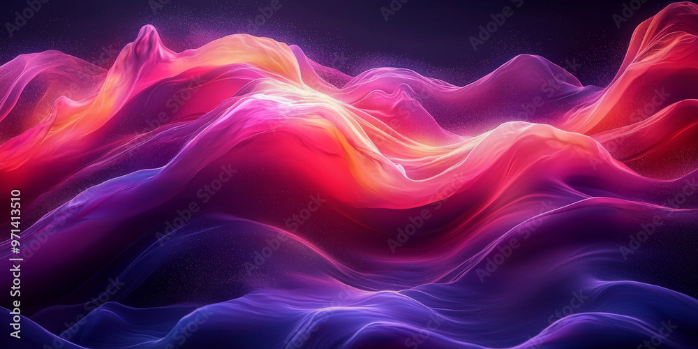 Obraz premium Abstract colorful waves with glowing lights
