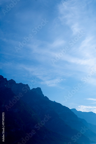 mountain landscape in gradient silhouettes