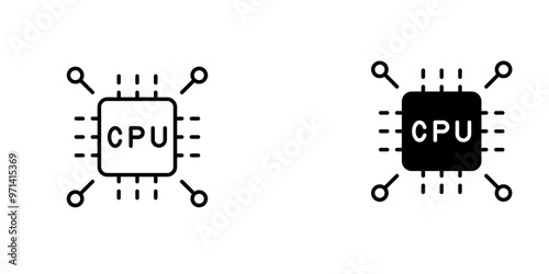 CPU Icon - A Versatile Symbol for Central Processing Units and Microprocessors
