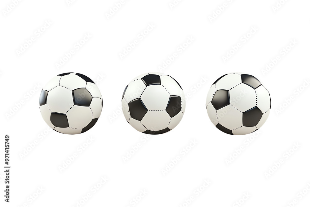Trois ballons de football sur fond transparent PNG Trois ballons de football sur fond transparent PNG