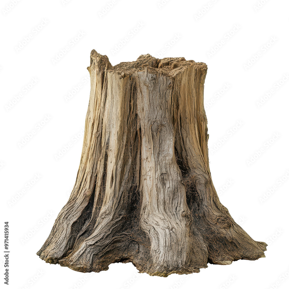 A rustic tree stump with a textured surface, showcasing the beauty of nature and environmental elements in a unique composition. transparent background A rustic tree stump with a textured surface, showcasing the beauty of nature and environmental elements in a unique composition. transparent background