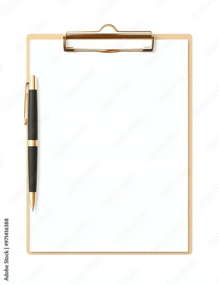 Business plan on a clipboard with a pen, ready for a strategic planning meeting Business plan on a clipboard with a pen, ready for a strategic planning meeting