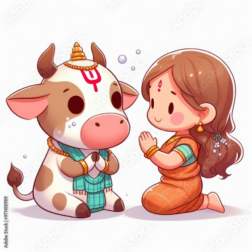  Gai Tihar Festival Celebration with Worship of Cow, Happy Tihar
 photo