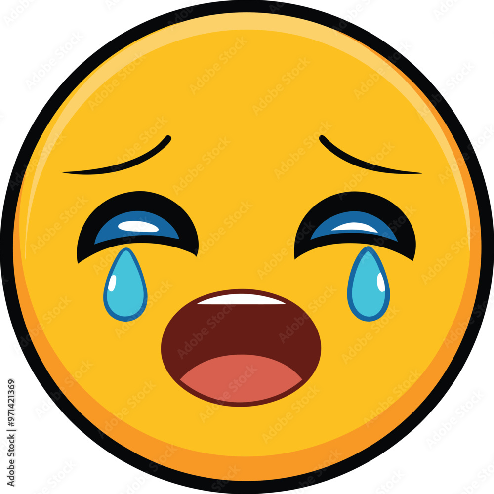 Crying Face Emoji Vector Icon Illustration on white Background. Crying Face Emoji Vector Icon Illustration on white Background.