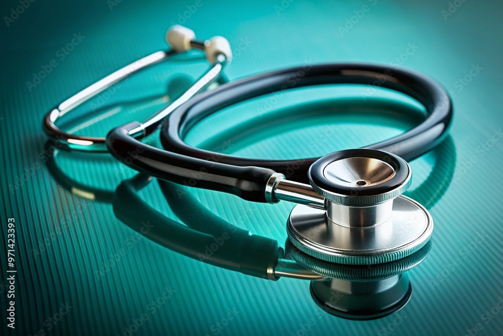 A stethoscope is an essential tool used by healthcare professionals for auscultation or listening to internal sounds of a patient s body. The image shows a stethoscope reflecting on a green surface. A stethoscope is an essential tool used by healthcare professionals for auscultation or listening to internal sounds of a patient s body. The image shows a stethoscope reflecting on a green surface.