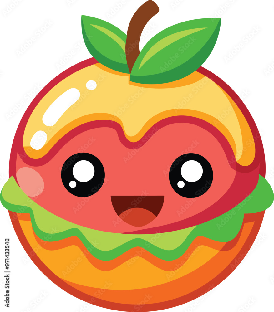 Fototapeta premium Cute Delicious Face Cartoon Vector Icon Illustration on white Background.