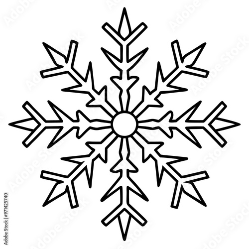 snowflake outline coloring book page line art drawing