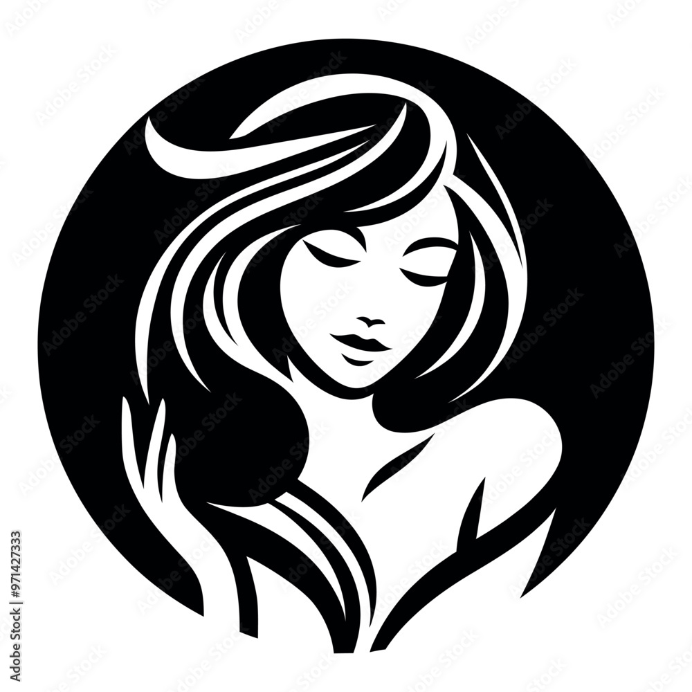 Beautiful woman face logo. Hair, spa and aesthetics business concept. Vector illustration Beautiful woman face logo. Hair, spa and aesthetics business concept. Vector illustration