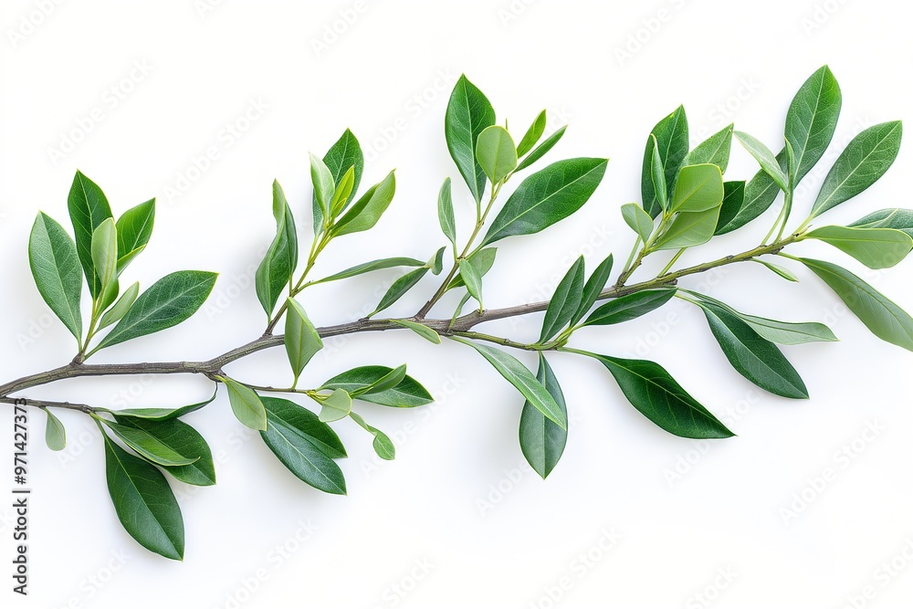 Fresh green leaves sprouting on tree twigs isolated on a clean background showcasing nature\'s vibrant detail Fresh green leaves sprouting on tree twigs isolated on a clean background showcasing nature\'s vibrant detail